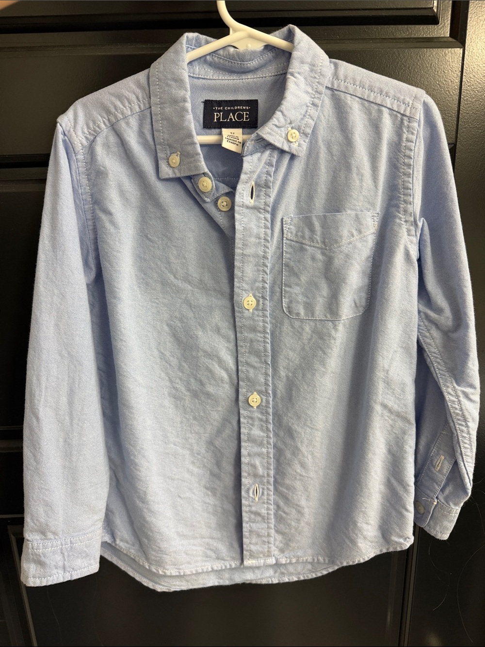 The Children's Place Boy’s Light Blue Button-Down Shirt with Chest Pocket
